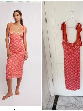 knee length dresses for ladies Orange Tiered Ingrid Midi Dress